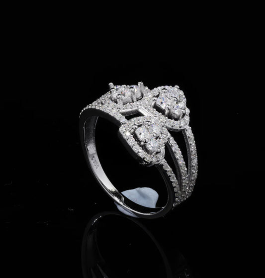 3 Heart Moissanite Ring