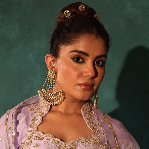 Pearl Kundan Chandbali Earrings - Classic Megamart