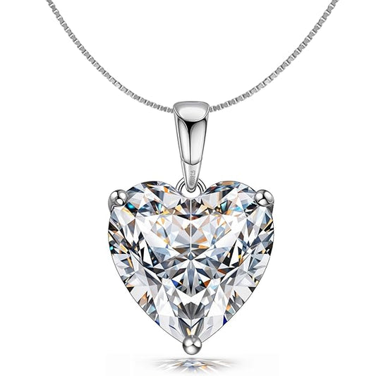 HS 925 Silver Sparkling Martini Solitaire Pendant & Chain for Women | 92.5 Sterling Silver & Diamond Like Brilliance Sparkling Zirconia | Lovely Gift - Silver