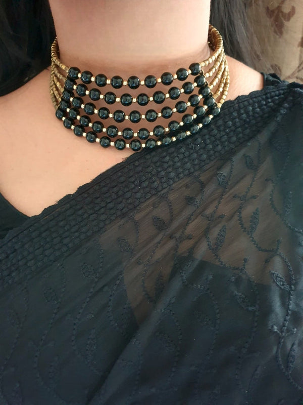Black Beaded Adjustable Choker Necklace - Classic Megamart