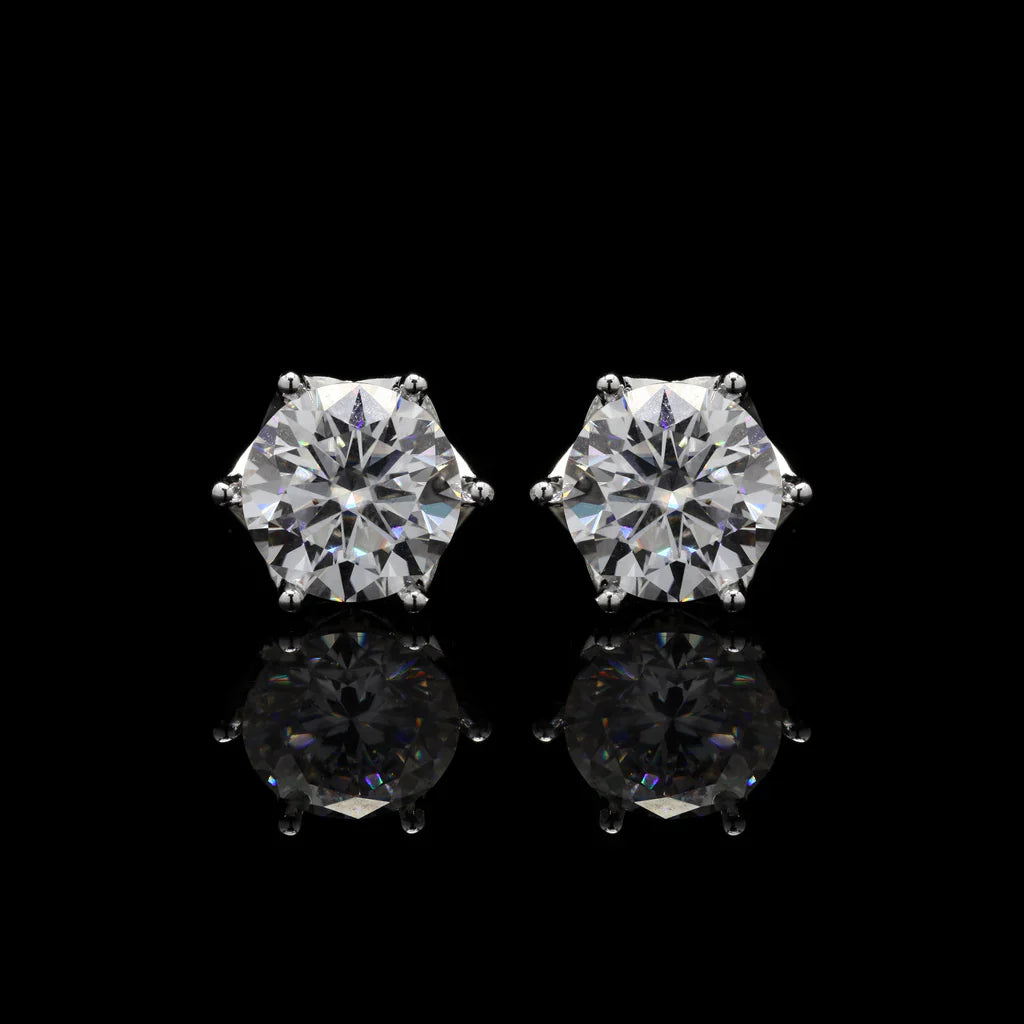 Round Cut Moissanite Stud