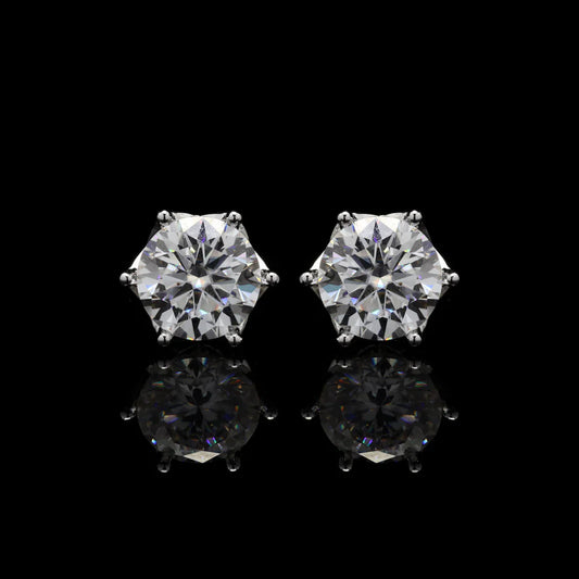 Round Cut Moissanite Stud