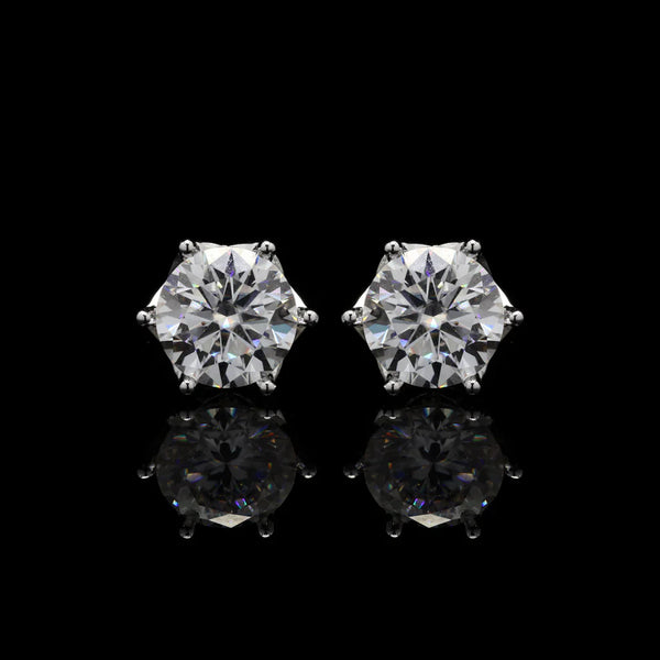 Round Cut Moissanite Stud