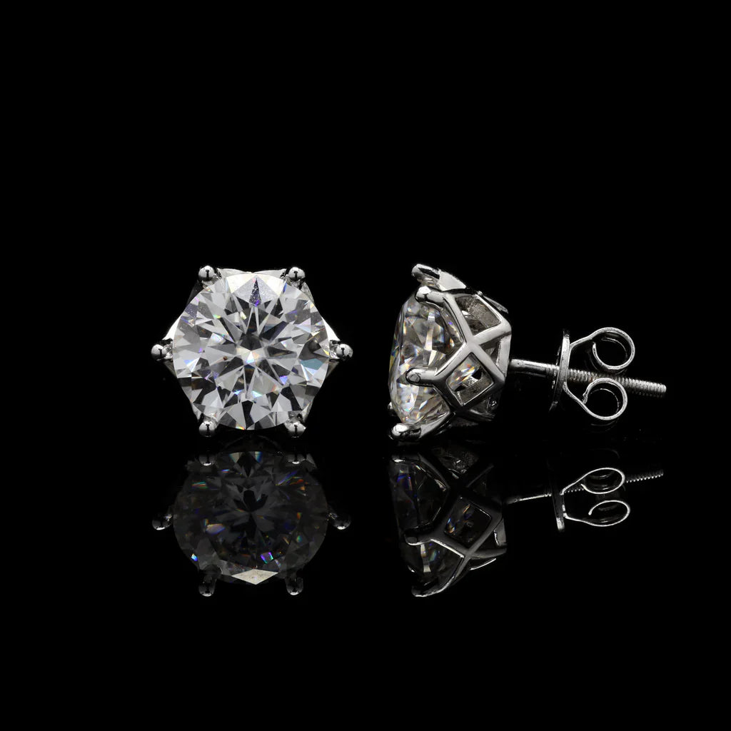 Round Cut Moissanite Stud