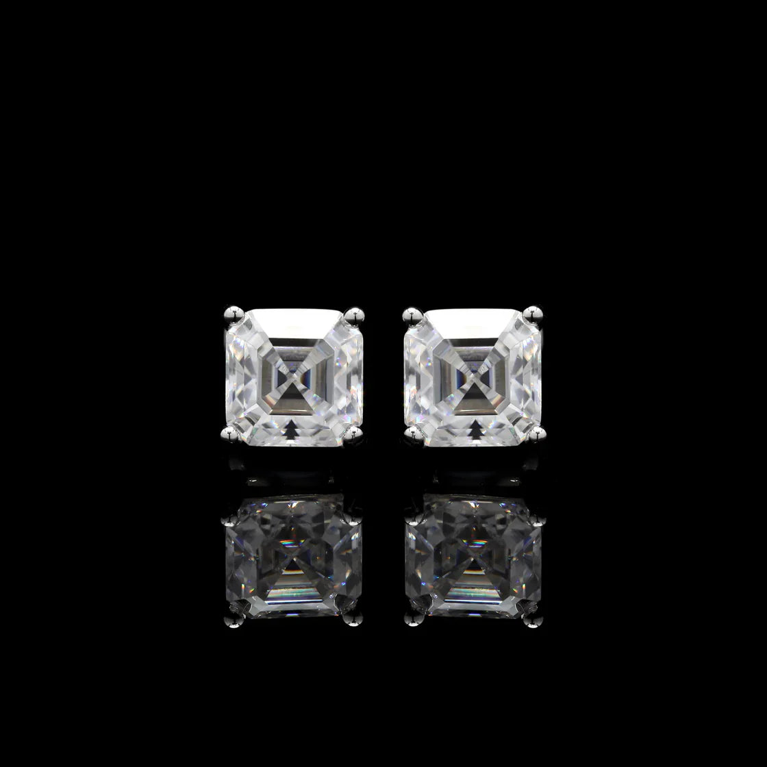 Asscher Cut Moissanite Studs