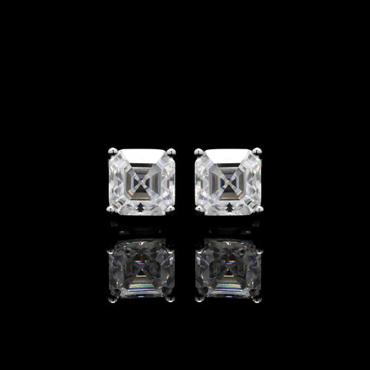 Asscher Cut Moissanite Studs