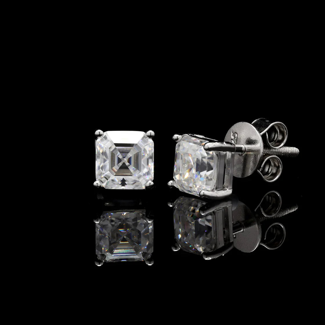 Asscher Cut Moissanite Studs