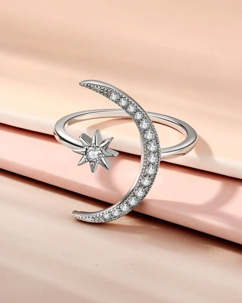 Moon and Star Ring