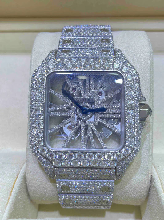 Iced Out Cartier Skeleton Watch