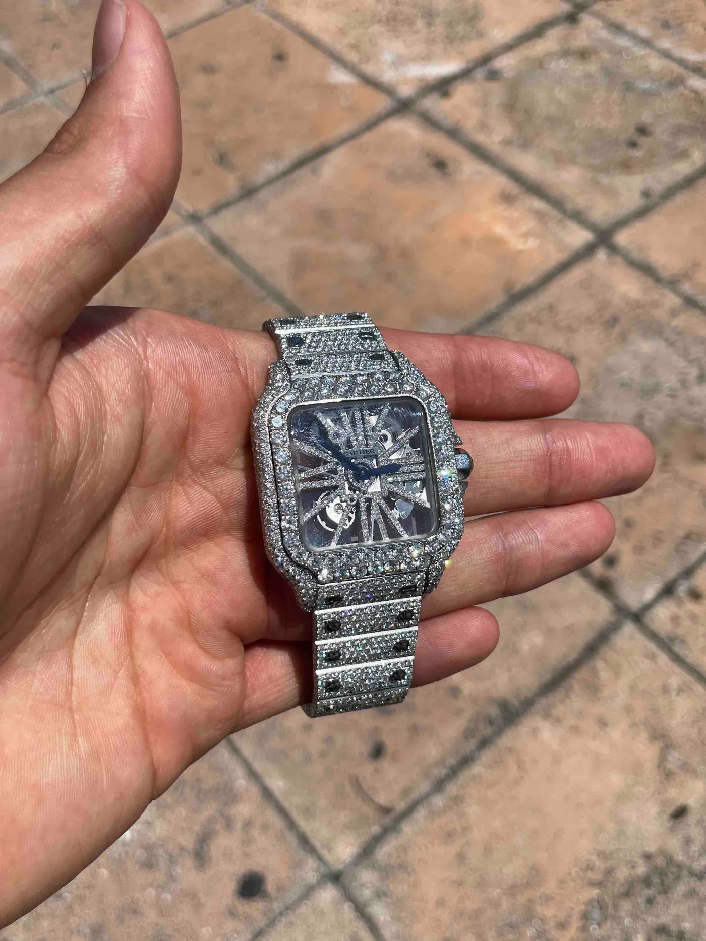 Iced Out Cartier Skeleton Watch