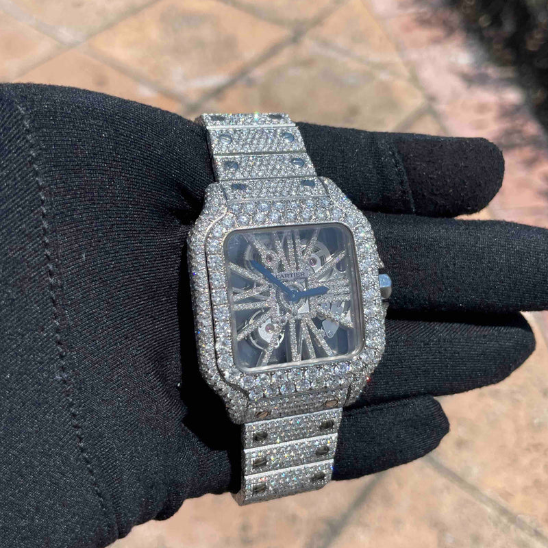 Iced Out Cartier Skeleton Watch