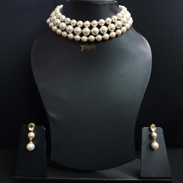 Adorable Pearl Beads Stone Choker With Earrings - Classic Megamart