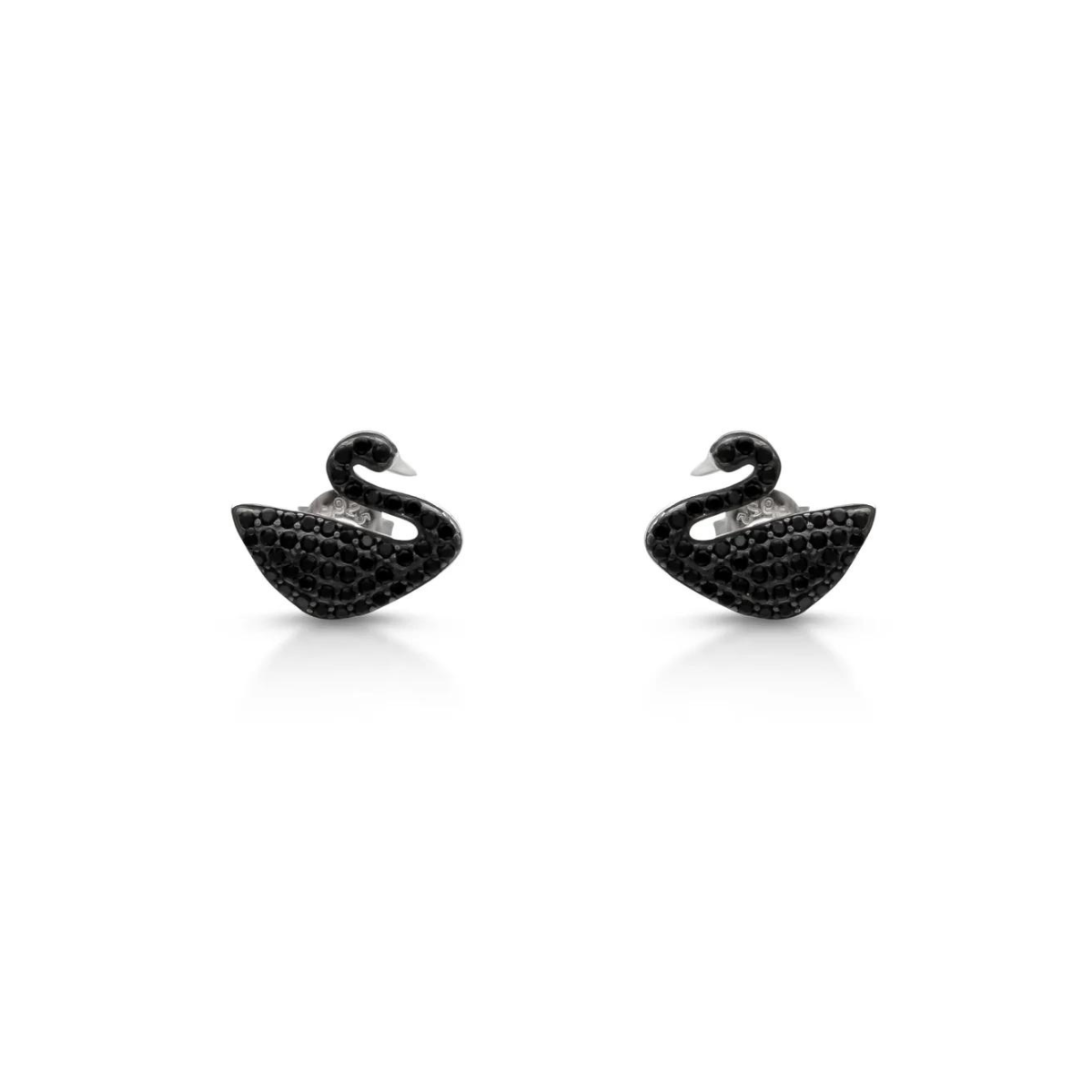 Black Iced Swan Earrings