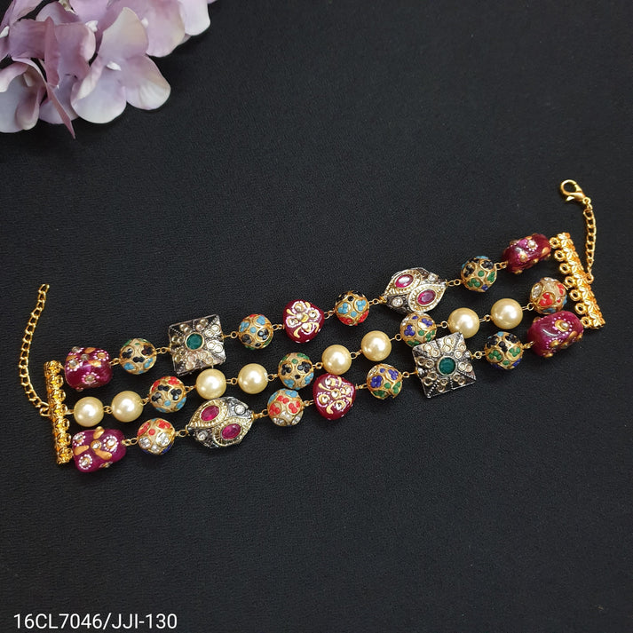 Antique Beaded Choker Set With Earrings - Classic Megamart