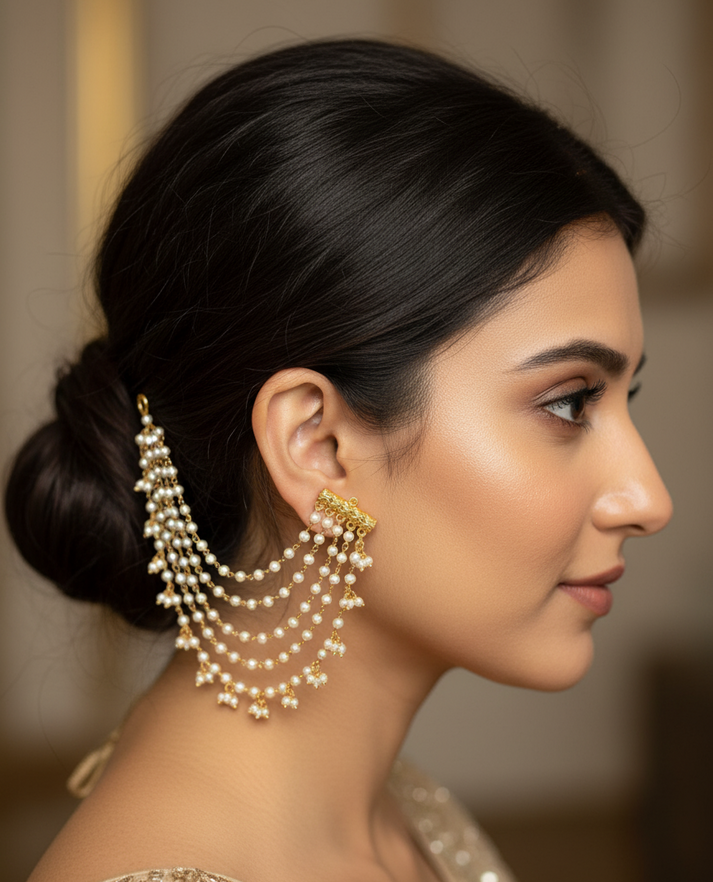 Premium Pearl Layered Ear Chains - Classic Megamart