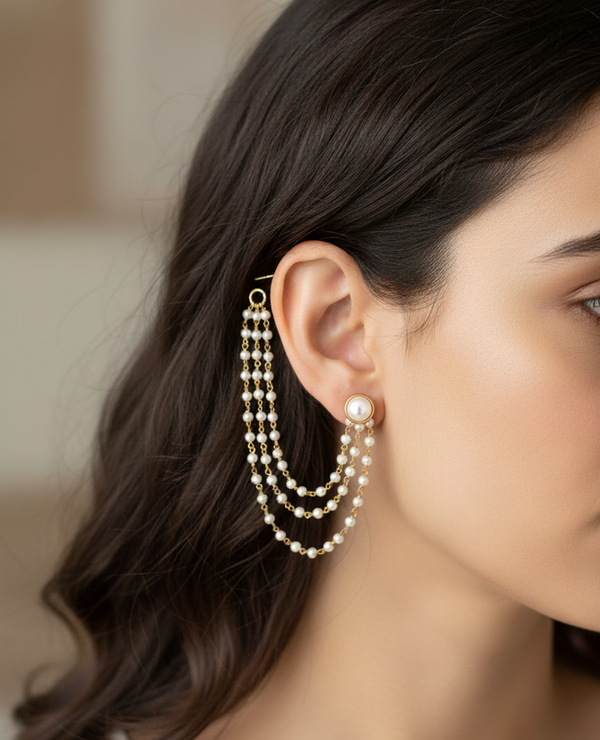 Elegant Premium Pearl Ear Chains - Classic Megamart