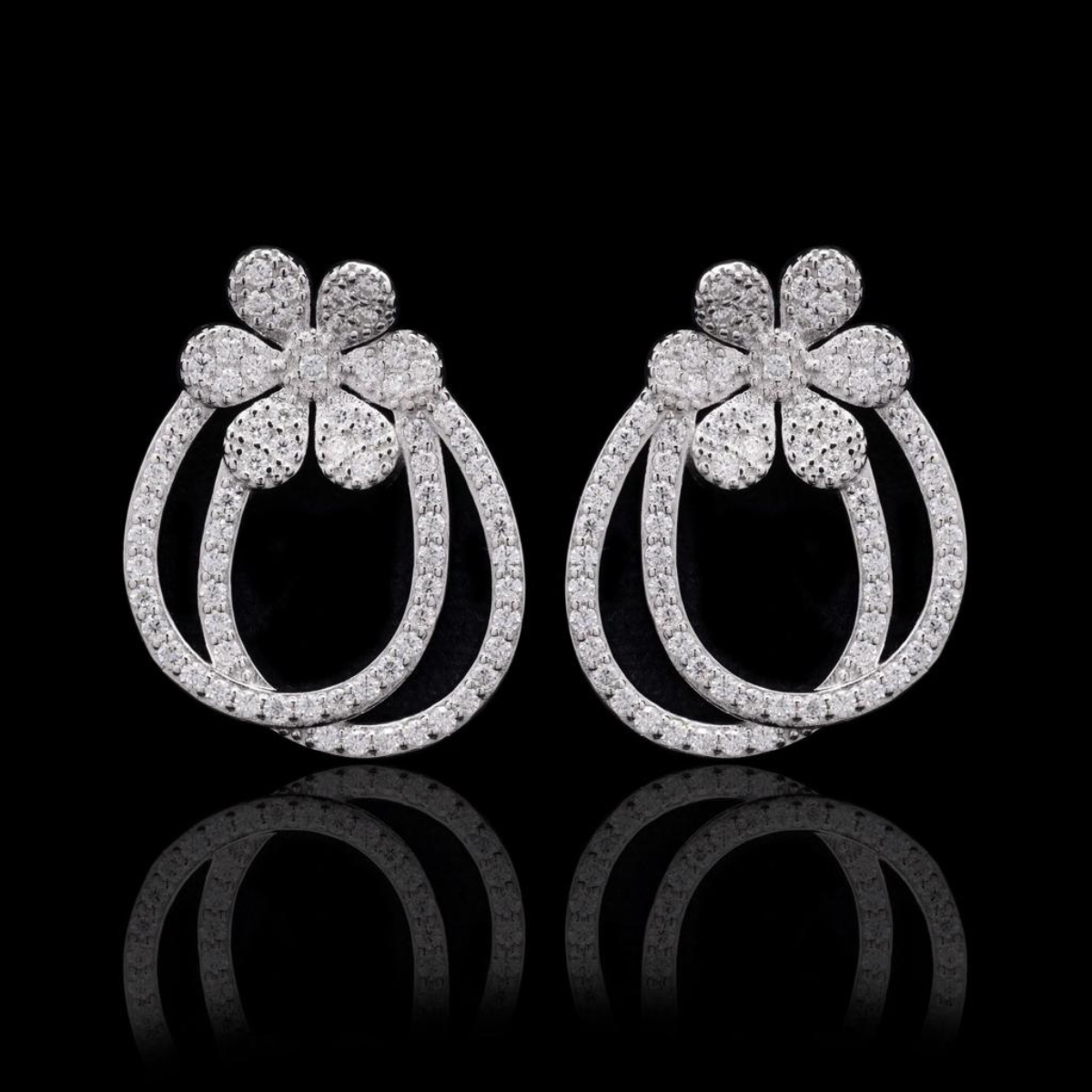 Big Flower Moissanite Earrings