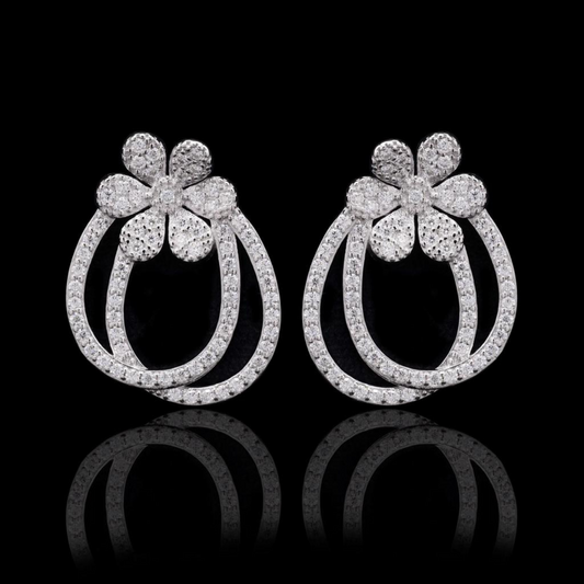 Big Flower Moissanite Earrings