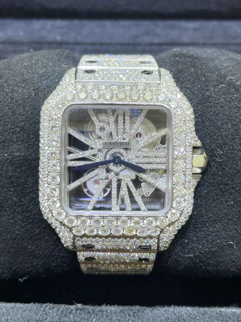 Iced Out Cartier Skeleton Watch