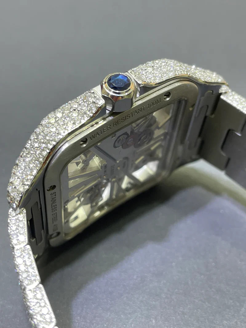 Iced Out Cartier Skeleton Watch