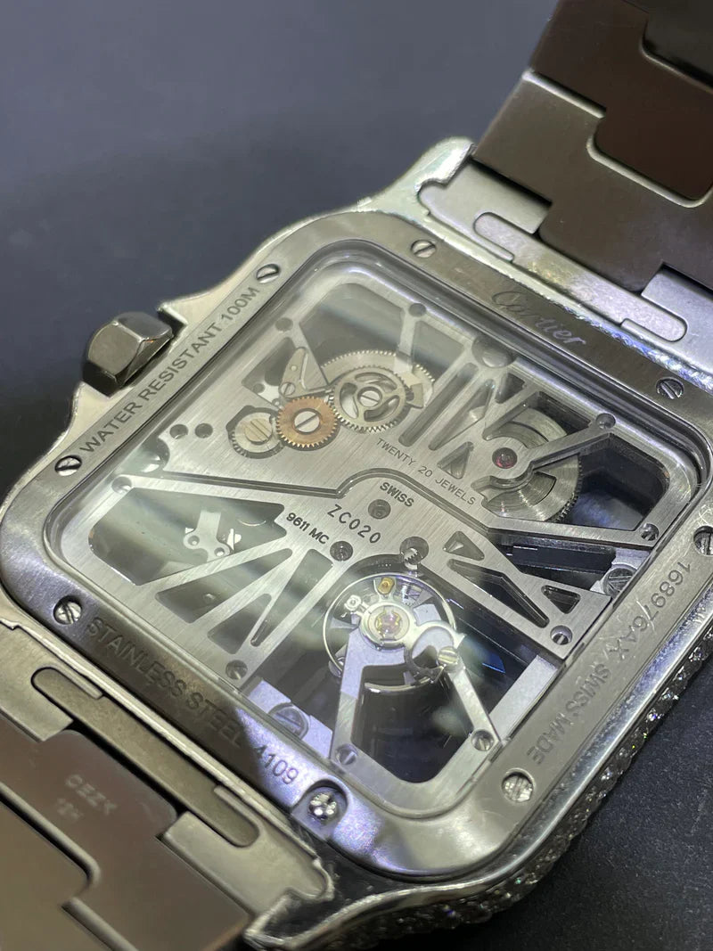 Iced Out Cartier Skeleton Watch