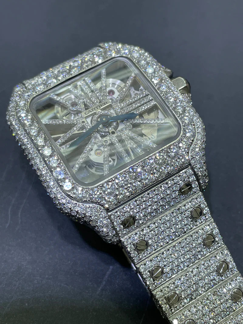 Iced Out Cartier Skeleton Watch