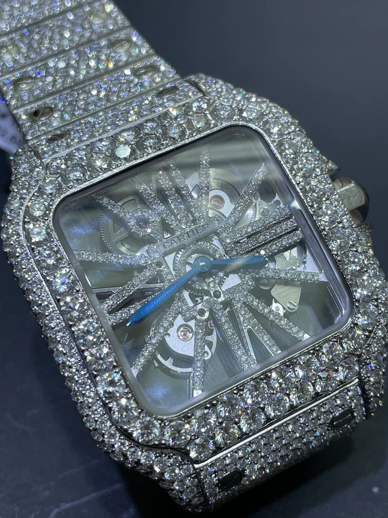 Iced Out Cartier Skeleton Watch