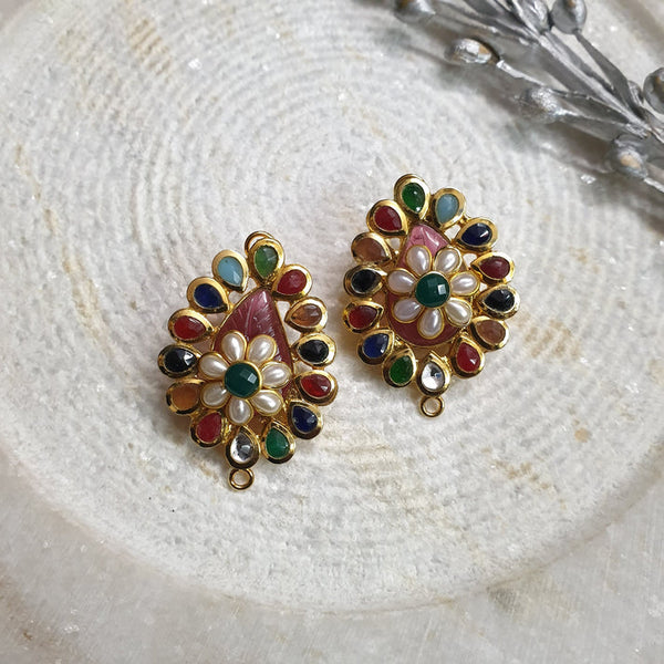 22k Gold Plated Multicolor Paachi Kundan Stud Earrings - Classic Megamart