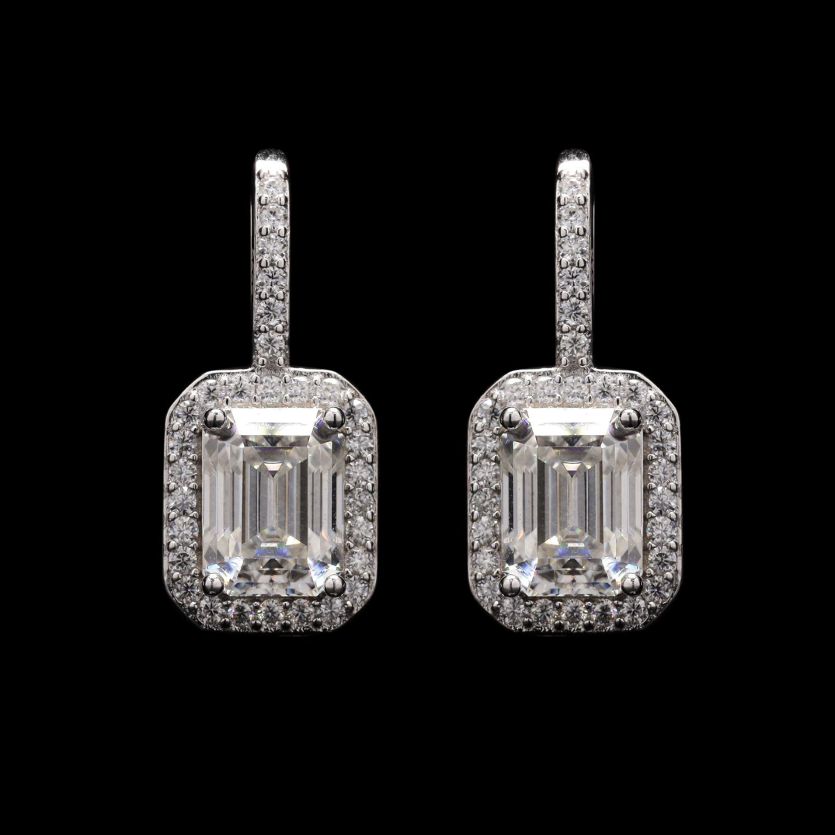 Baguette Solitaire Moissanite Earrings